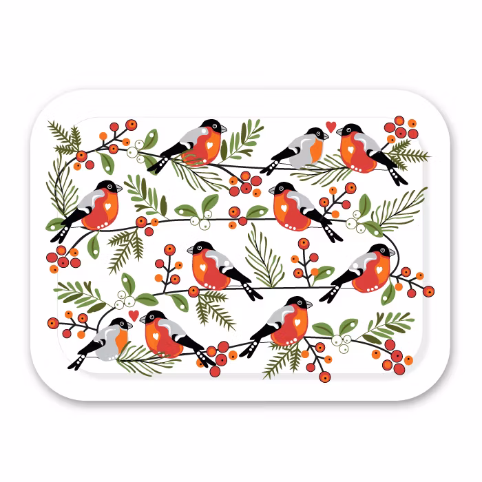 Bricka – Domherre med Röda Bär