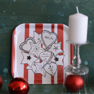 Bricka/Kakfat – Swedish Fika – Pepparkakor, 20 x 20 cm