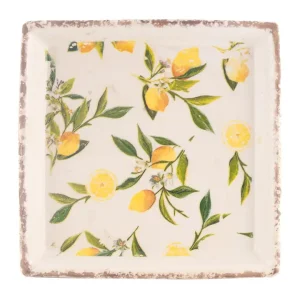 Serveringsfat – Citroner,  22 x 22 cm – Rustik